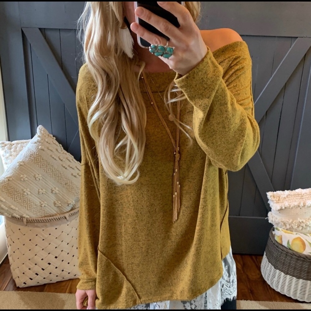 Mustard off the shoulder tunic